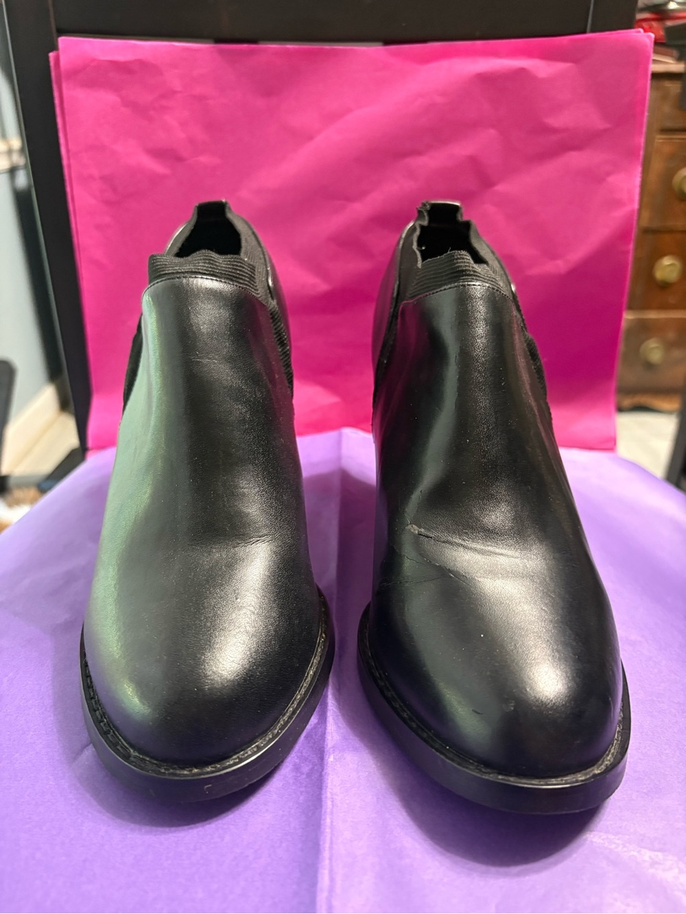 Classic Black Leather Ankle Booties - Women's Chelsea Style